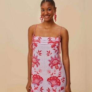 FARM Rio Lilac Porcelain Garden Euroflax Premium Linen Mini Dress